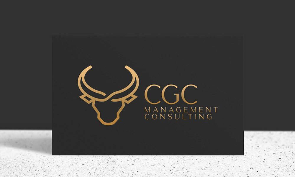 Elegant business card design featuring the CGC Management Consulting logo and contact information