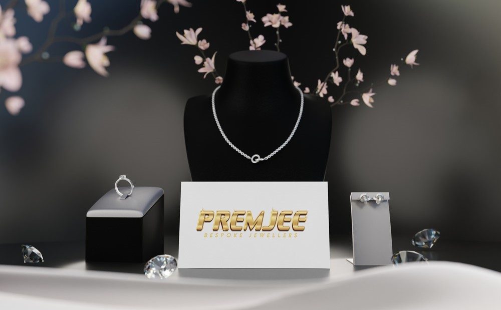 Artistic render of a custom jewellery set featuring diamonds by Premjee Bespoke Jewellers