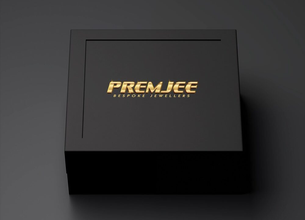 Elegant packaging featuring a velvet-lined jewellery box from Premjee Bespoke Jewellers